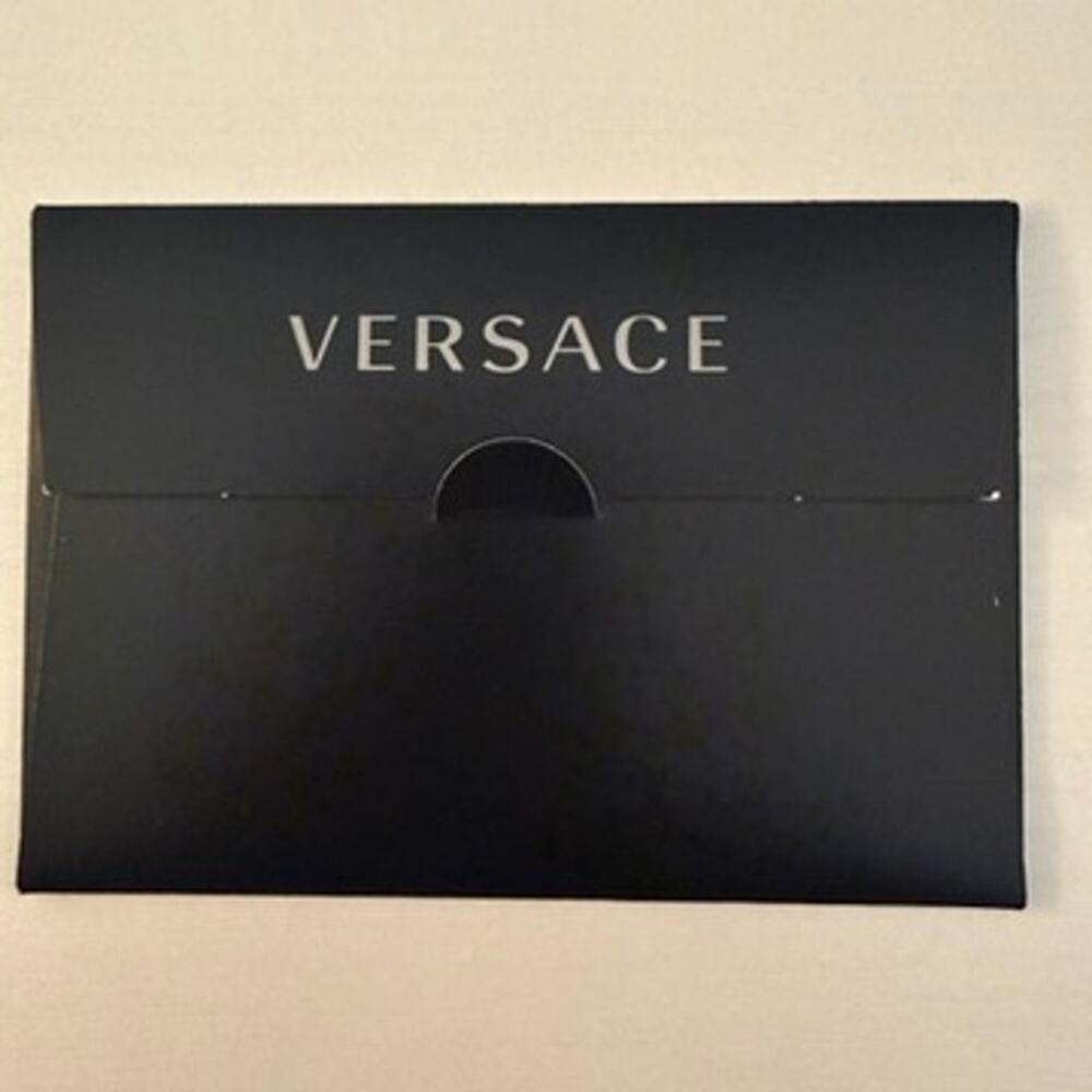 Versace Gift Envelope Card Holder Sleeve Black Silver Logo 3 x 4.5 in